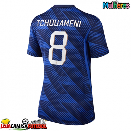 Camisa de Futebol França Aurelien Tchouameni #8 Equipamento Principal Mulheres Mundo 2026 Manga Curta